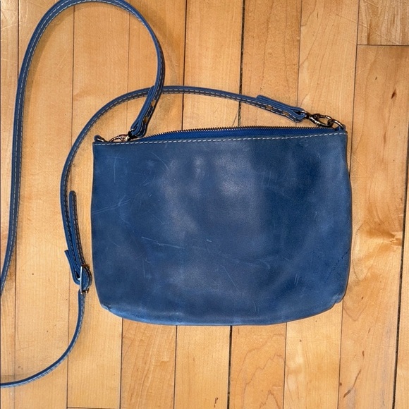 Janell Blue Leather Crossbody Bag Handmade in Maine - Picture 5 of 5